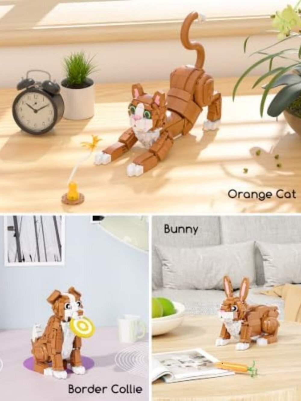 3-in-1 Orange Cat Building Set | Create Cat, Dog & Rabbit Models - Fun Toy! - Picture 4 of 6